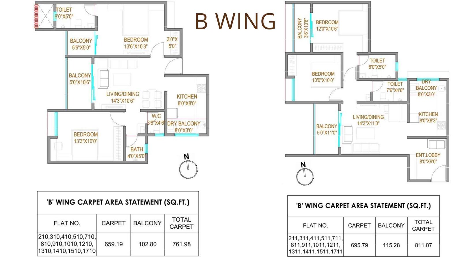 Bella-Casa-Floor-Plan-B-Wing-2-BHK-761-811-Sqft